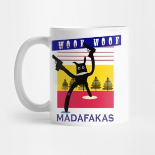 Vintage retro Black Cat style Pew pew madafakas Mug